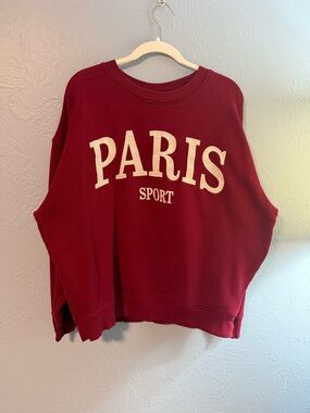 Universal Thread Burgundy Crewneck Sweatshirt with White Lettering